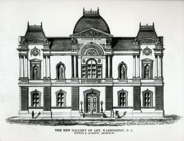  A drawing of the Renwick facade, 1859   via   