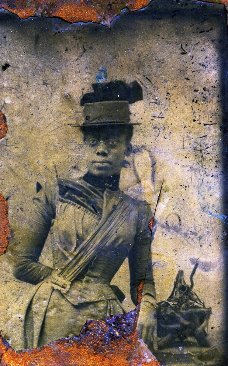 The Weeksville Lady, a tintype found by the Hunterfly Road Houses, c. 1880 via