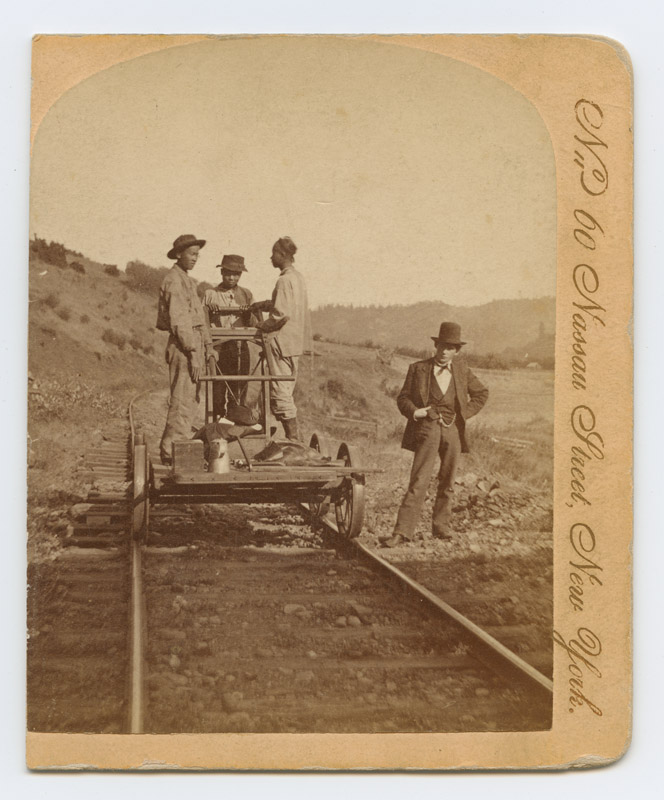  Chinese workers on the Oregon and California railroads, c. 1870  via  