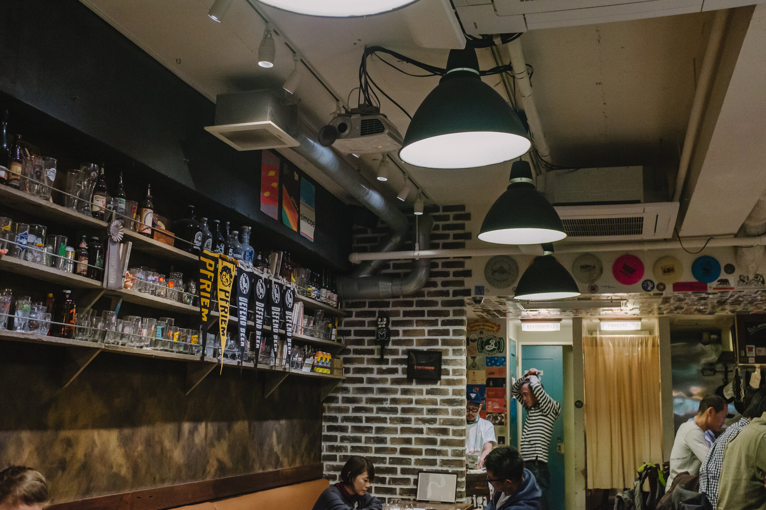  A lot of Tokyo establishments are eliminating smoking inside. I am speculating that this is for the Tokyo Summer Olympics. On the other side of that cream-colored curtain is the smoking “room”. 