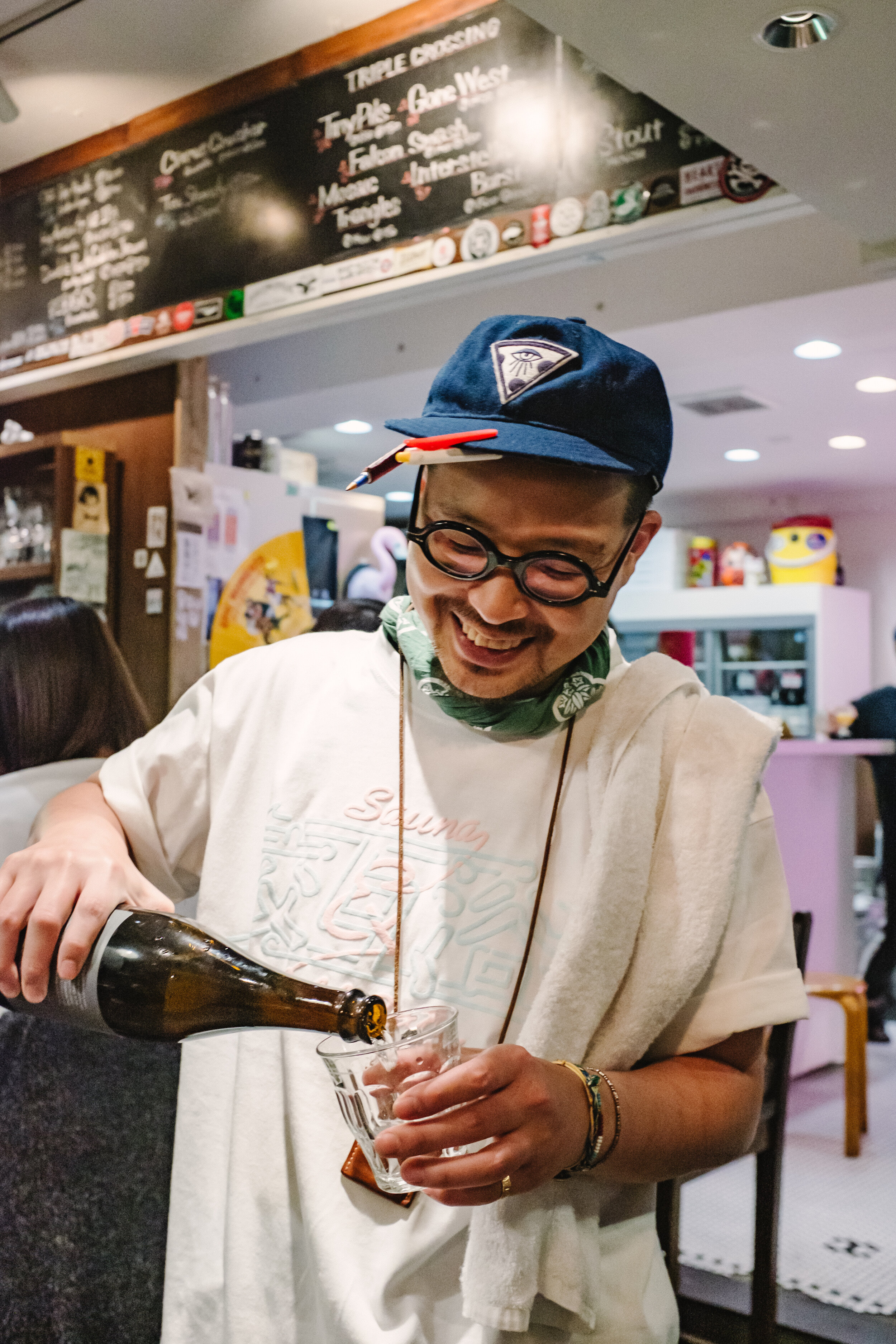  Yuya wearing a hat from The Masonry, a Seattle establishment. 