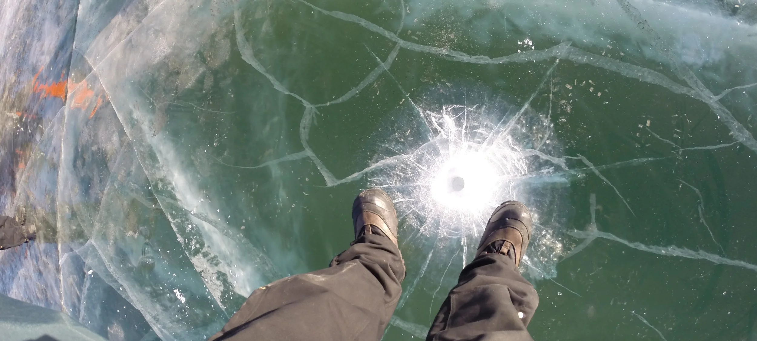Ice fractured by a .44 Magnum