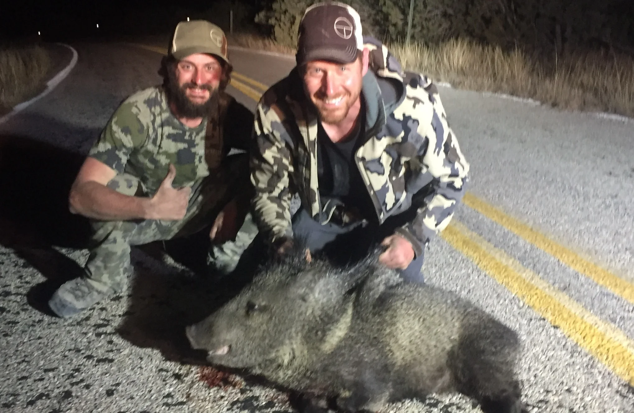 Adam and I with our trophy javelina.