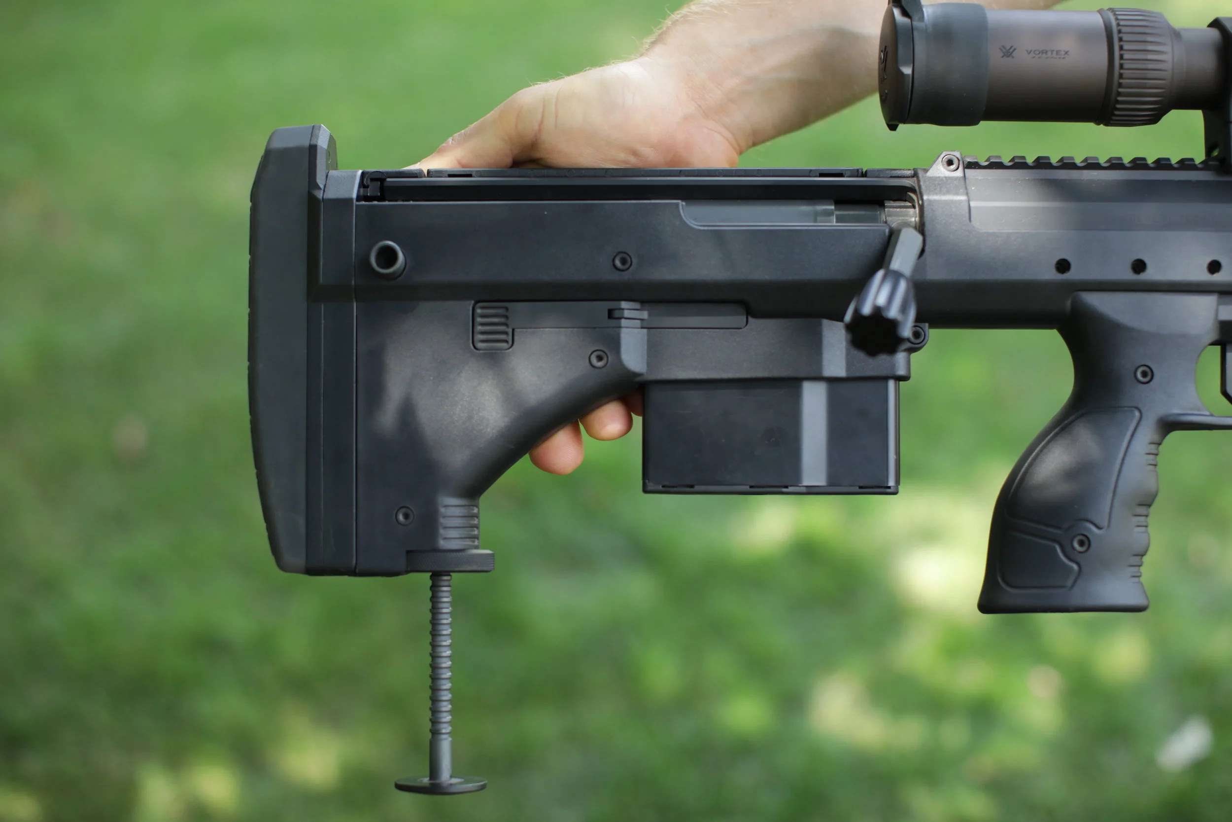 The rifle's monopod is awesome. It deploys and adjusts very quickly, and offers a rock steady rest.
