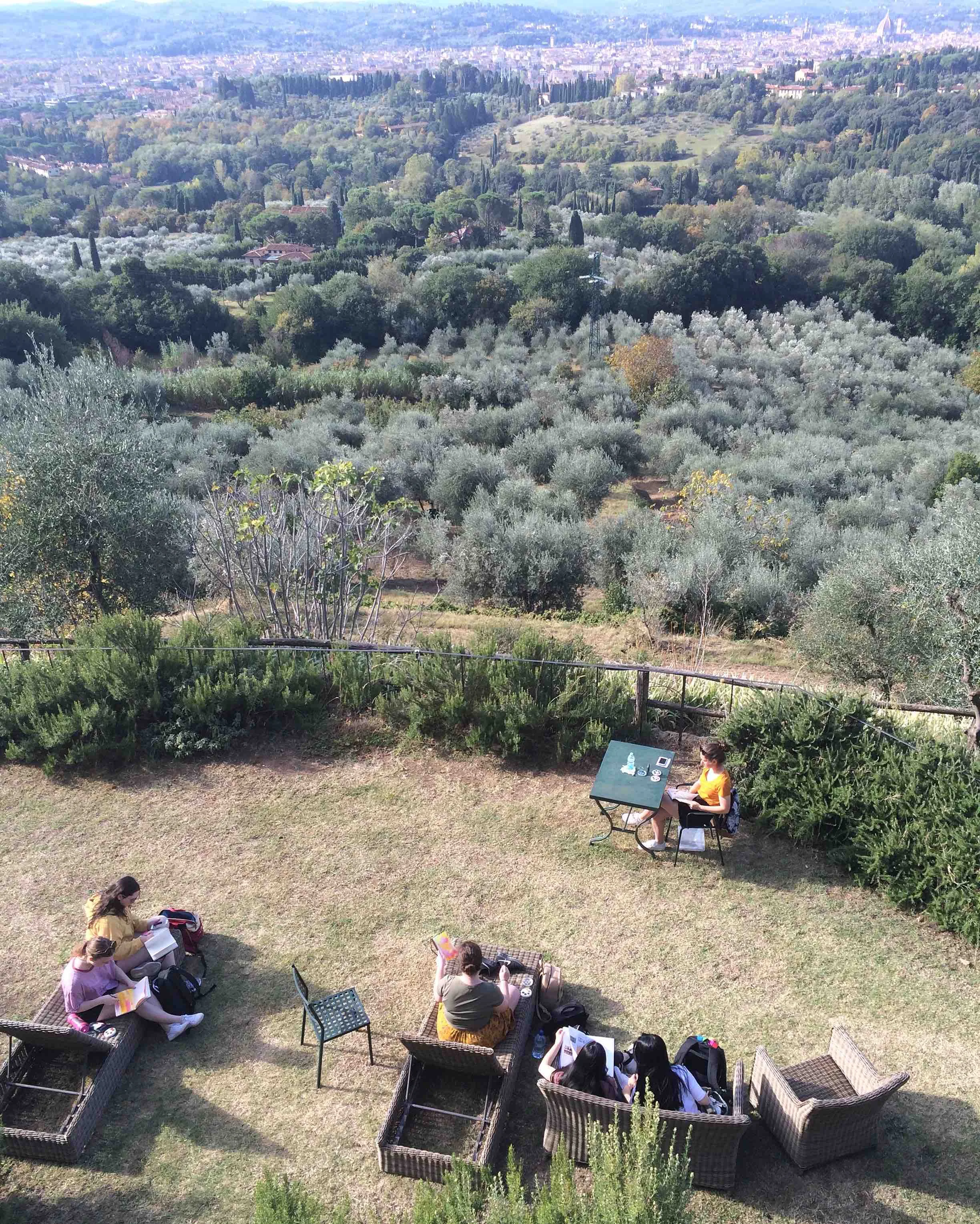 Plein Air painting and drawing at Pensione Bencista overlooking Florence