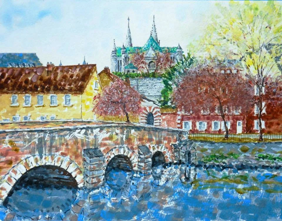 View of Chartres from Pont des Minimes, 2013