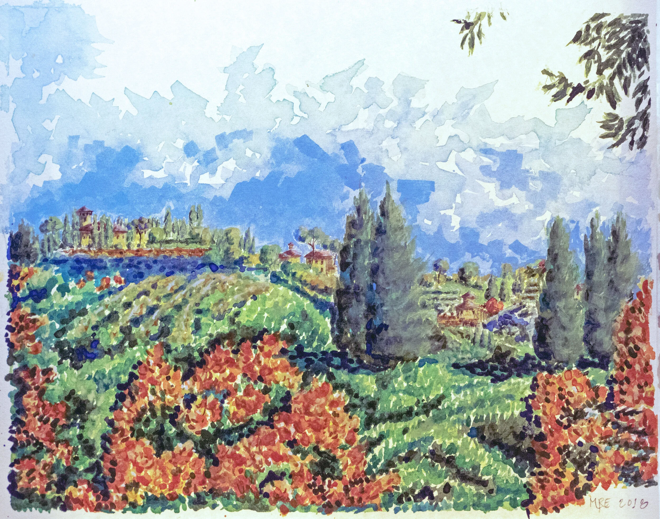View from Summit of Boboli Gardens, Florence, 2018  [11" x 14"]