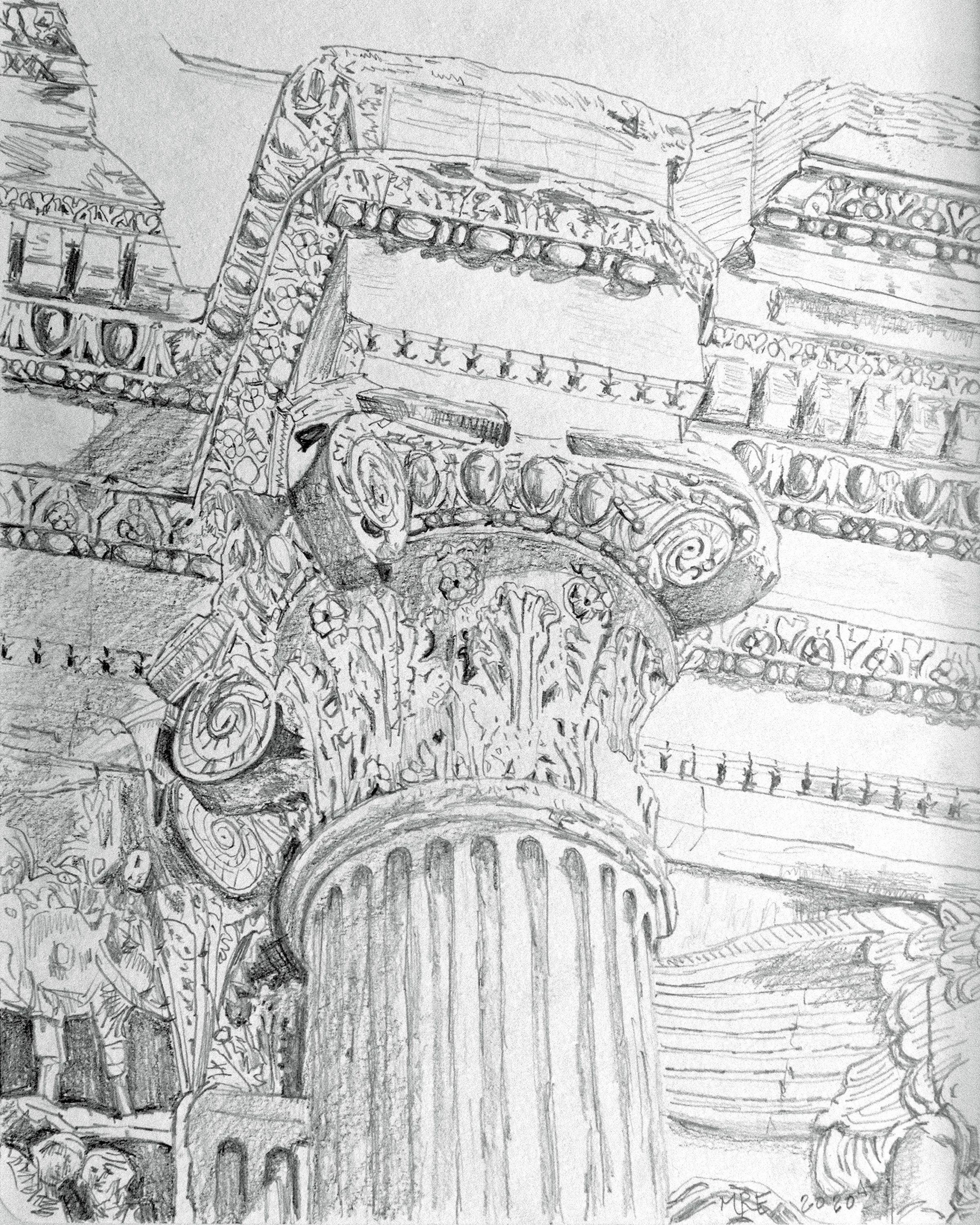 Composite Order, Arch of Septimius Severus, Rome, Italy  [Pencil Rendering], 2020