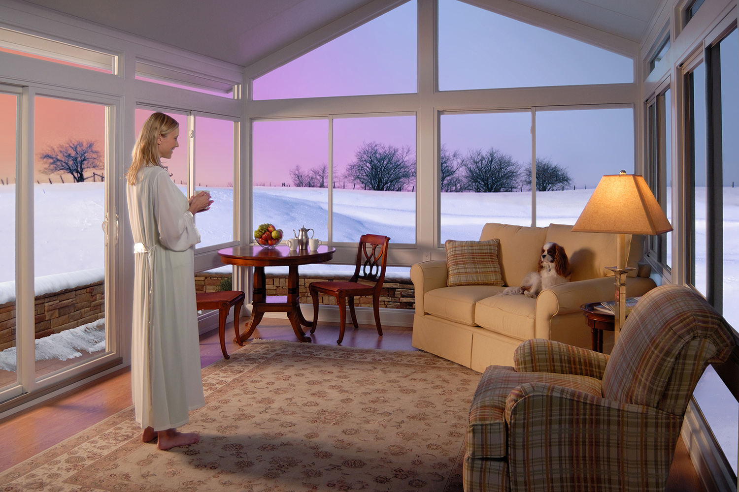  Because Owens Corning’s SunSuites sunroom product was brand-new and there were no installations in the field, the first TV spot and photos for print were shot in the WaveGuide Studios insert stage against blue screen. WaveGuide Studios provided cast