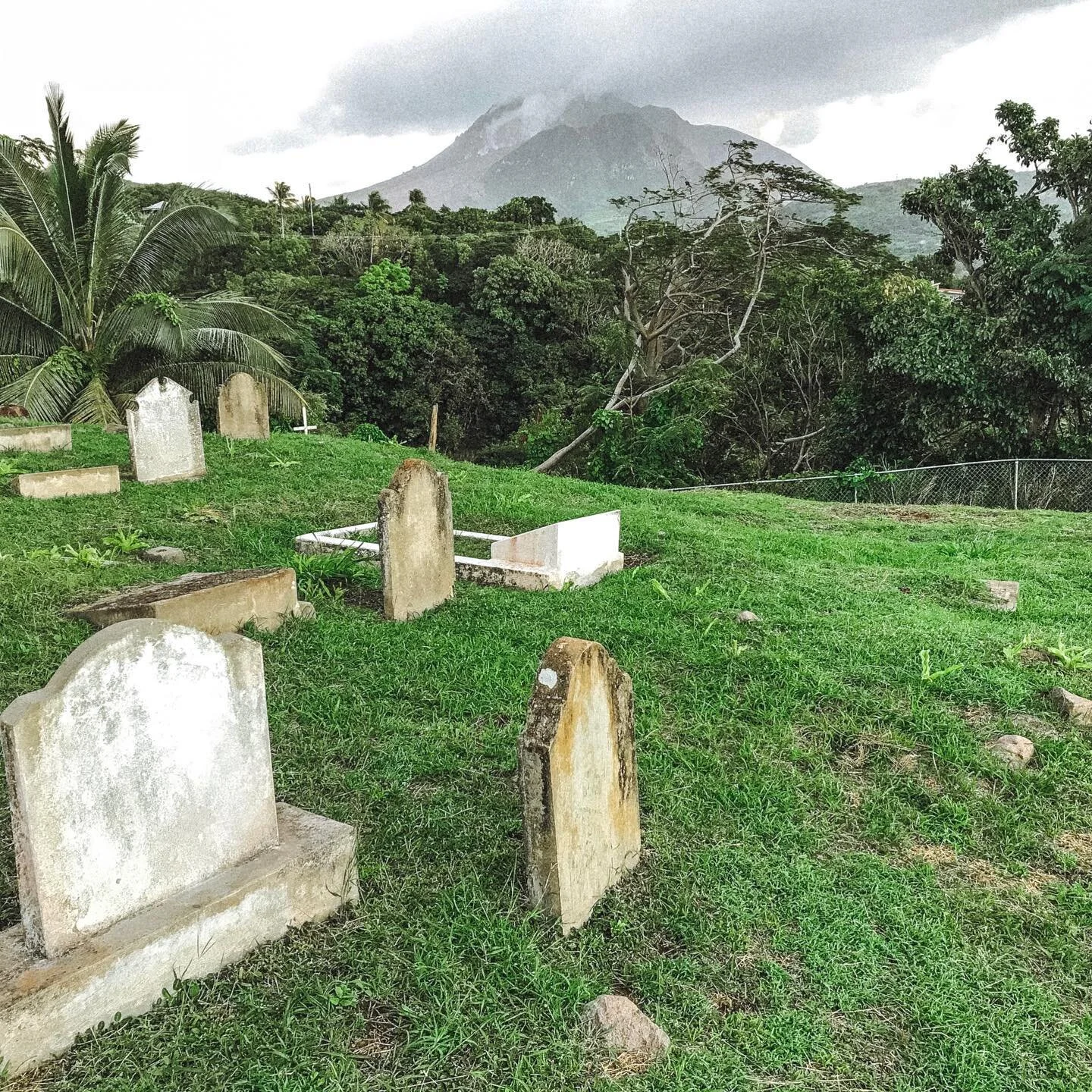 Salem Methodist Cemetery on the volcanic Caribbean island of Montserrat. Check out the link in the bio for a sneak peek of my new collection of Caribbean gravestones #genealogy #ancestry #caribbeanancestry