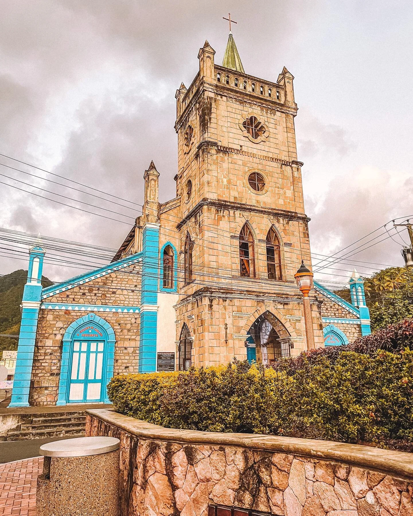 First stop on my recent research trip to St. Lucia was the town of Soufriere, home of the Pitons. Pictured is the charming Roman Catholic Church of the Assumption located on the east side of the town square