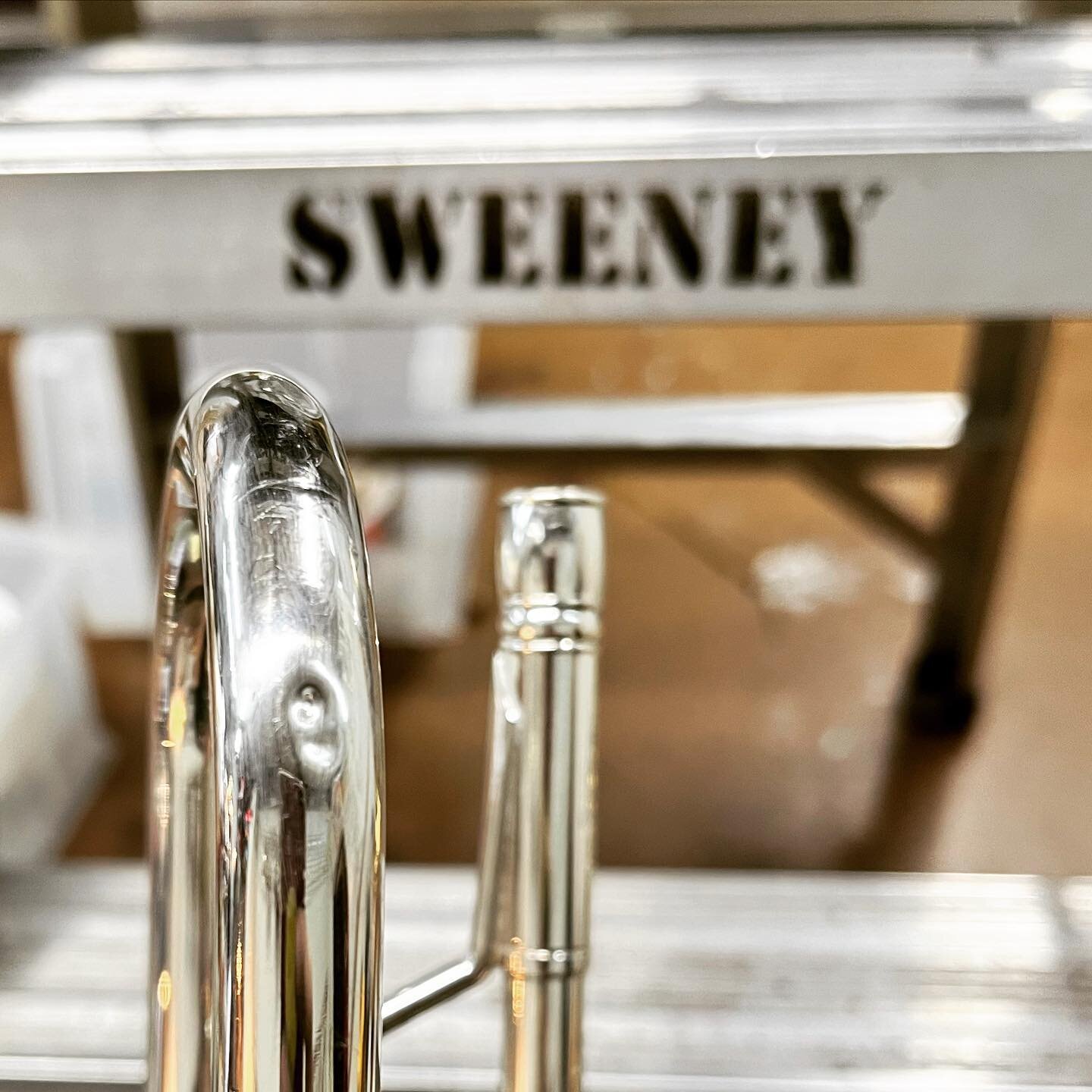 It&rsquo;s not much, but those dents are outta here! 

#brass
#ifixbrass
#sweeneybrass
#trumpet
#trombone 
#horn
#dent
#fixit
#doneright 
#raleigh
#shopcat