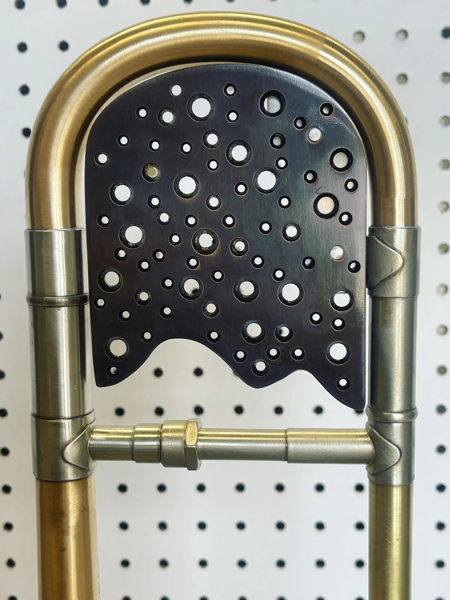 Along with some structural repairs and dent work this Rath trombone also got a cosmetic upgrade and new heavier counterweight.