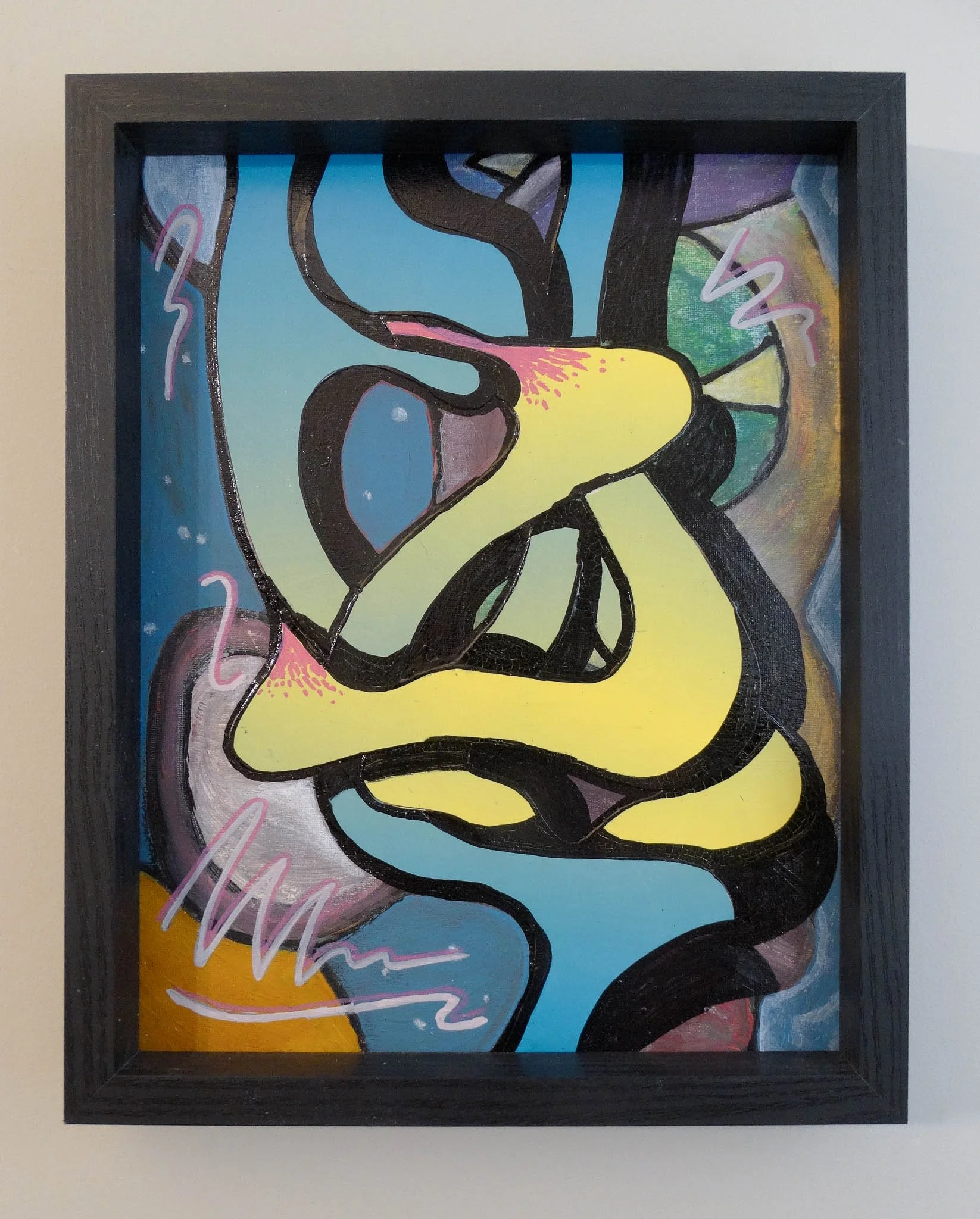 Untitled. Acrylic and collage on canvas board. 9 x 12 2026