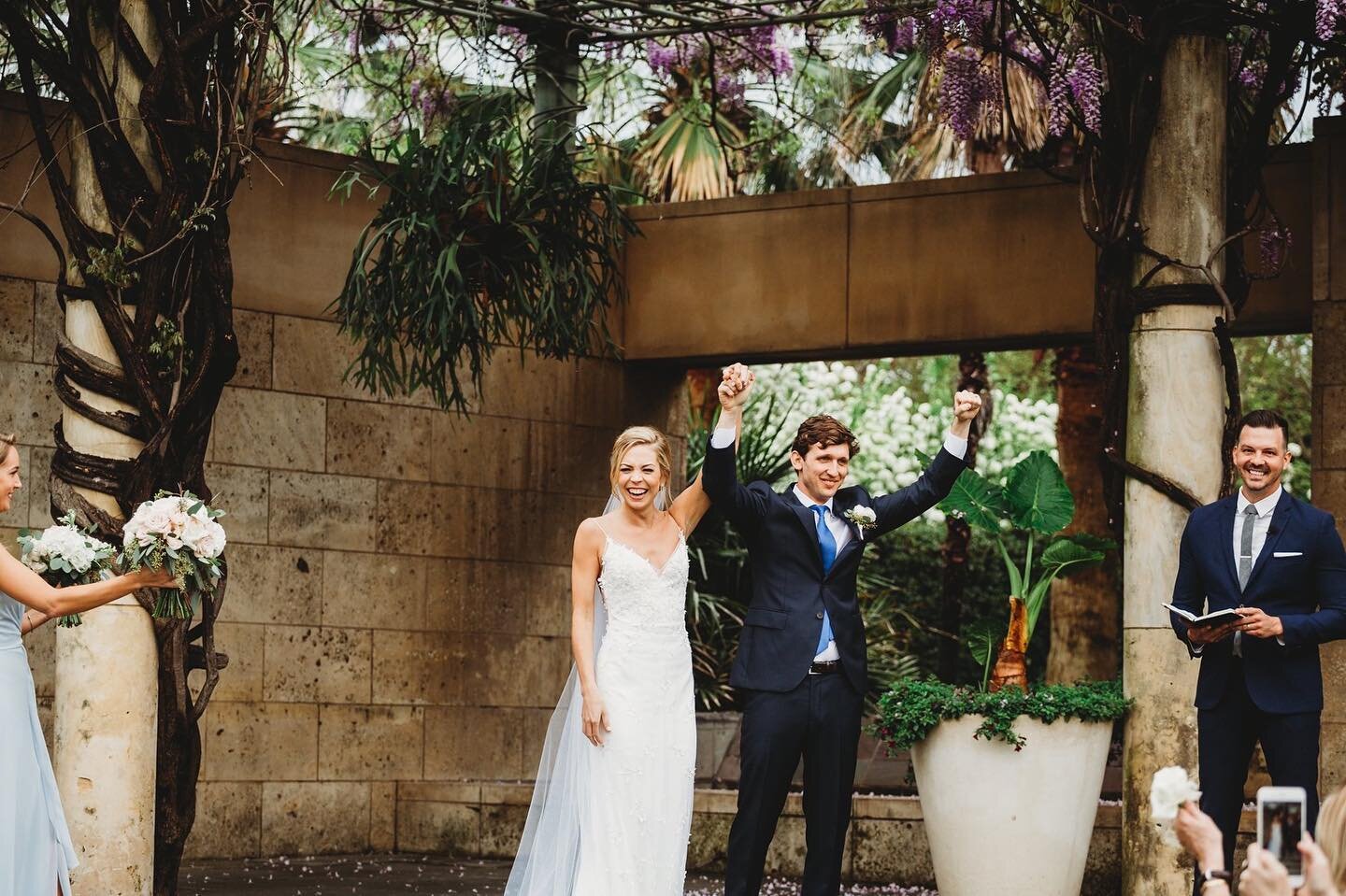 This is what &ldquo;we just got married&rdquo; looks like! Haley + Nick didn&rsquo;t waste any time celebrating the first day of the rest of their lives together!

officiant: Mathew DeBlanc
venue: @thedallasarboretum 
planning: @thesocialgather 
phot