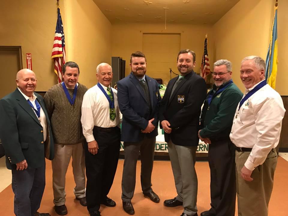 Left to right: Sentinel, Mickey Abbott; Recording Secretary, Pat Clark; Treasurer, Jim Snatchko; Merv Knieriem; Tom Kedlick; Vice President, Tim Regan; and, President, Bob Kelly