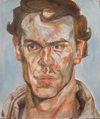 pastiche of a Lucien Freud (a study). acrylic on paper treated with gesso, 20in X 26in, 2001