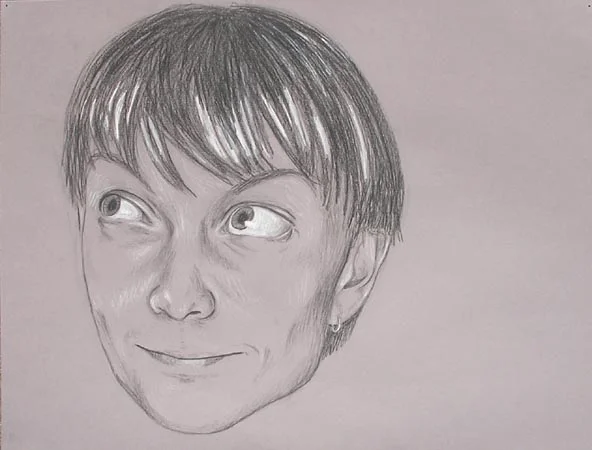 Patrick's face. charcoal on paper, 26 X 20 in, 2001