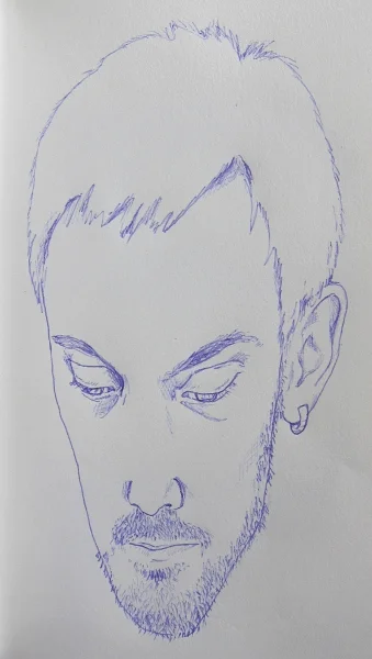   Long face. pen on paper, 5 X 7 in, 2011  