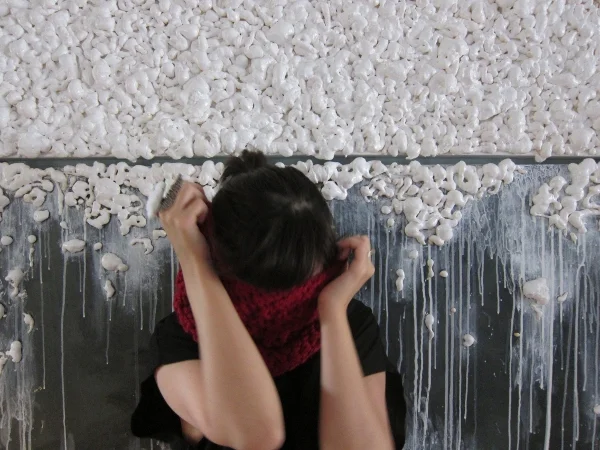   Red Mobius Scarf. yarn, 2010  