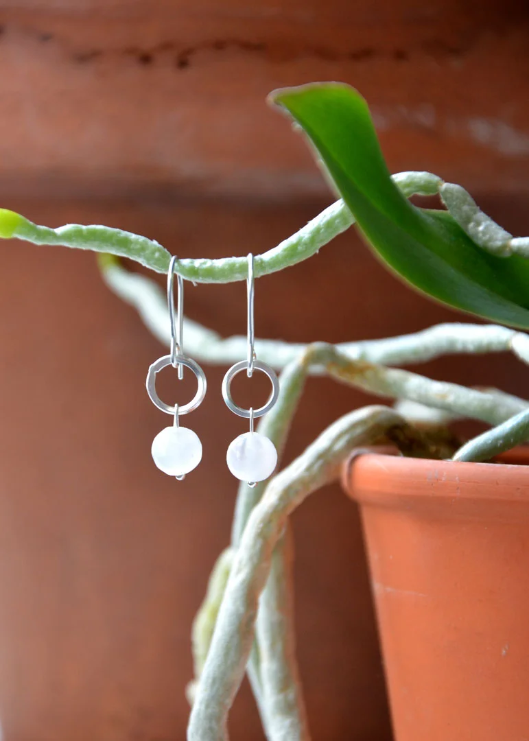"I am Whole" Argentium Silver Earrings with Selenite