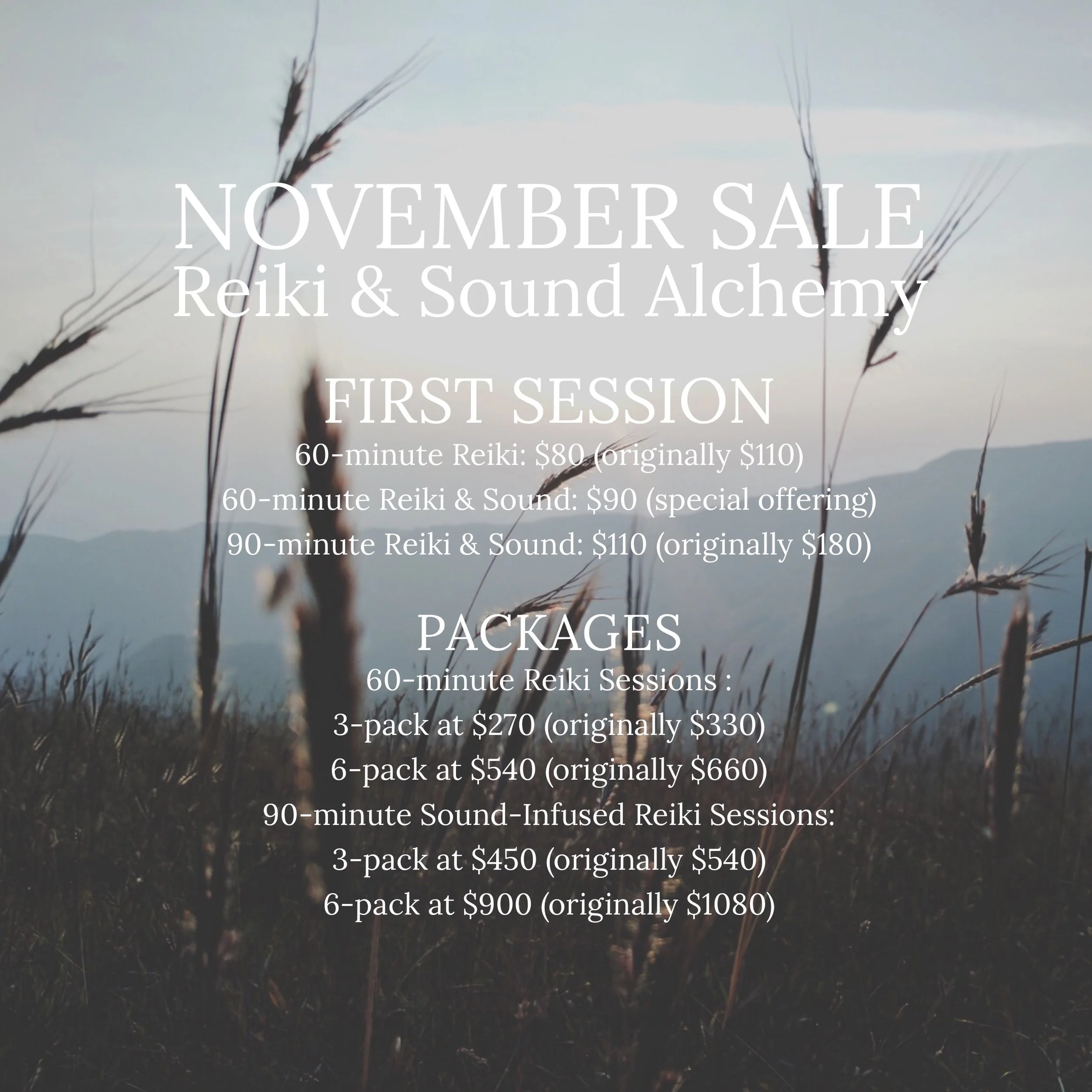 November Sale - Sound &amp; Reiki 