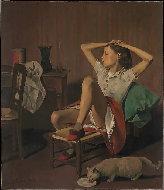The Balthus painting in question: Thérèse Dreaming , 1938. From the Met Museum .