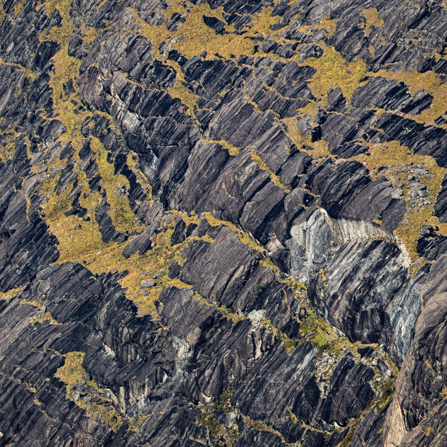 Rock patterns, the Cuillin,  Isle of Skye. This abstract photo shows a detail of rock formations near Loch Coruisk.