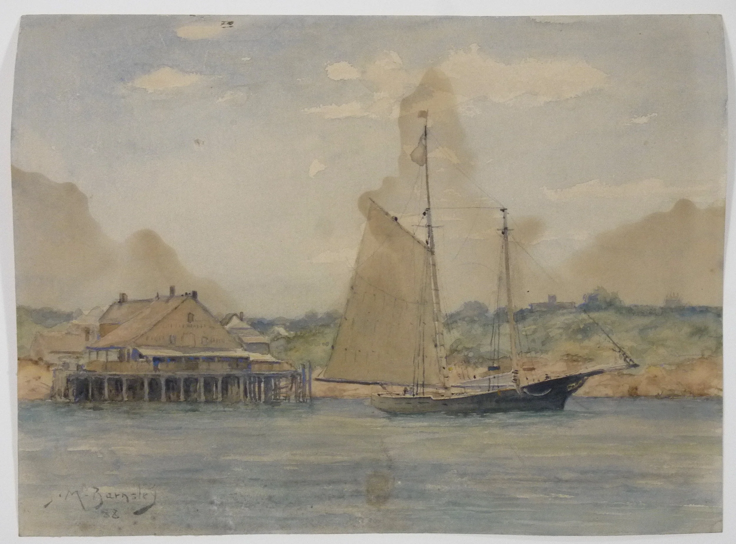 J. M. Barnsley  - Watercolour Painting - Before Conservation Treatment