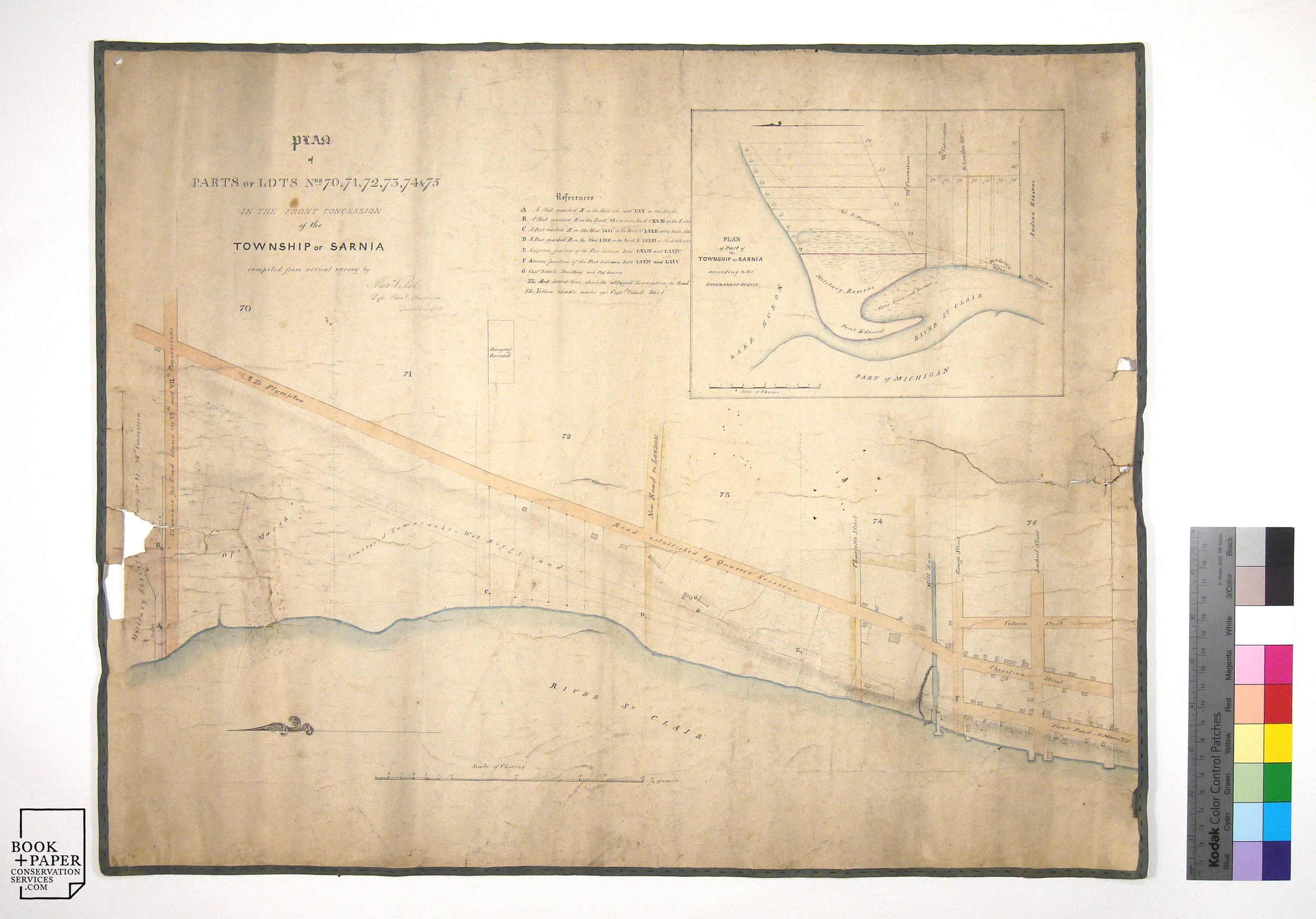 Conservation Treatment of a HandDrawn Map of Sarnia, Ontario, 1848