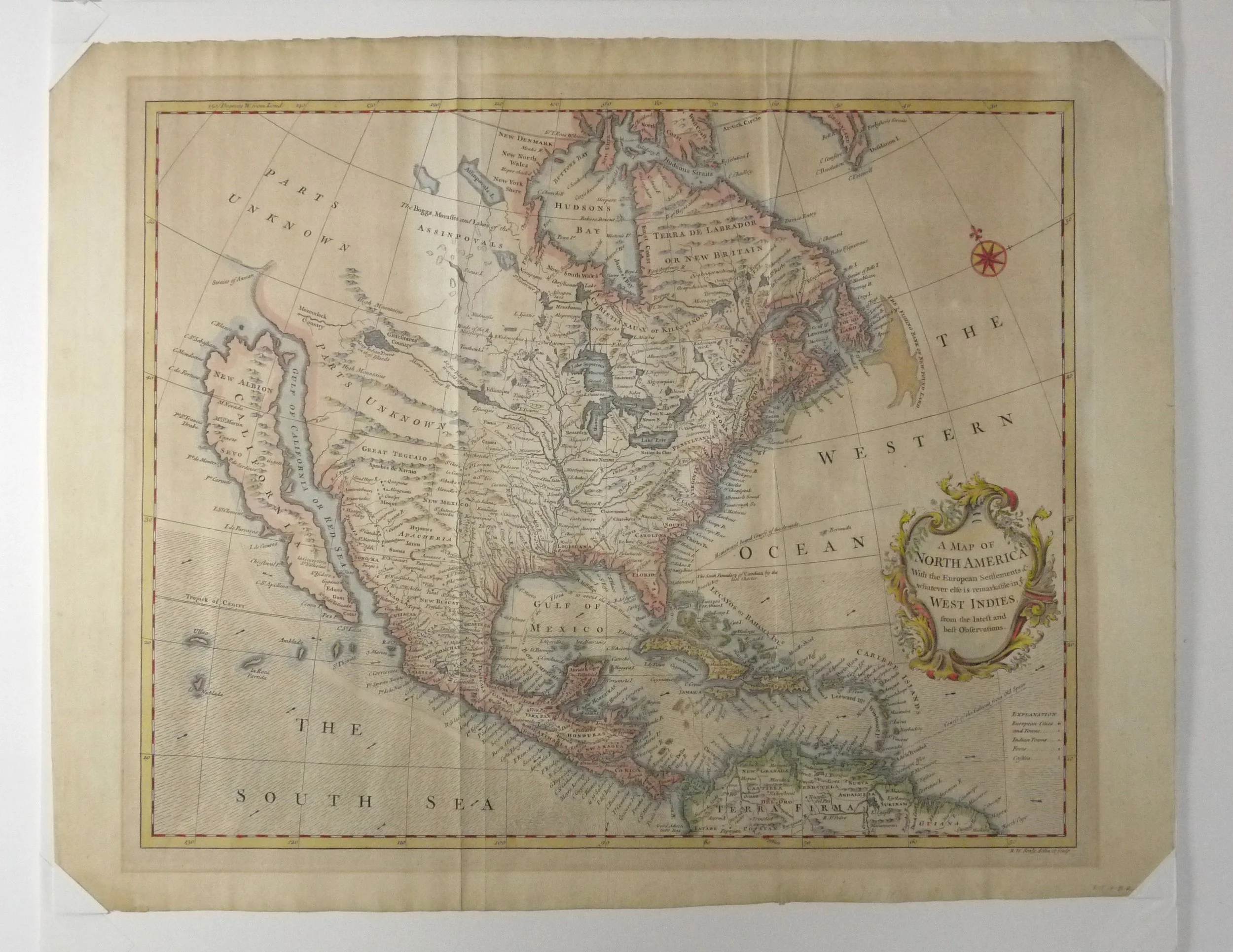 Map of North America, 1745 - Before Conservation Treatment