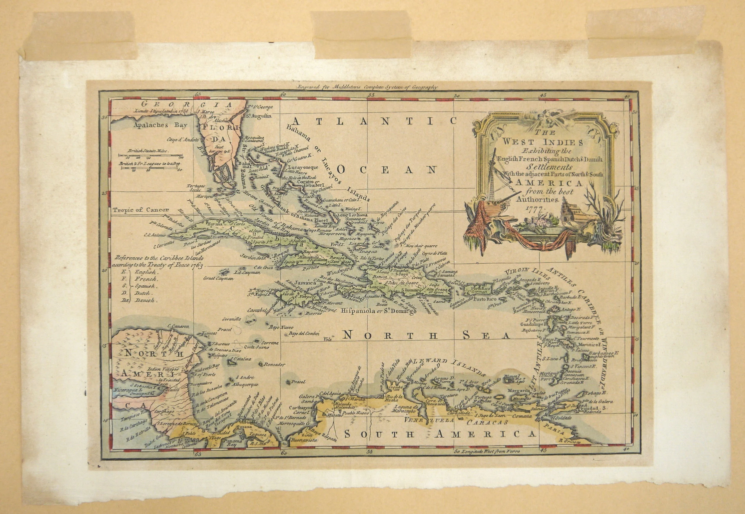 Map of the West Indies, 1777 - Before Conservation Treatment