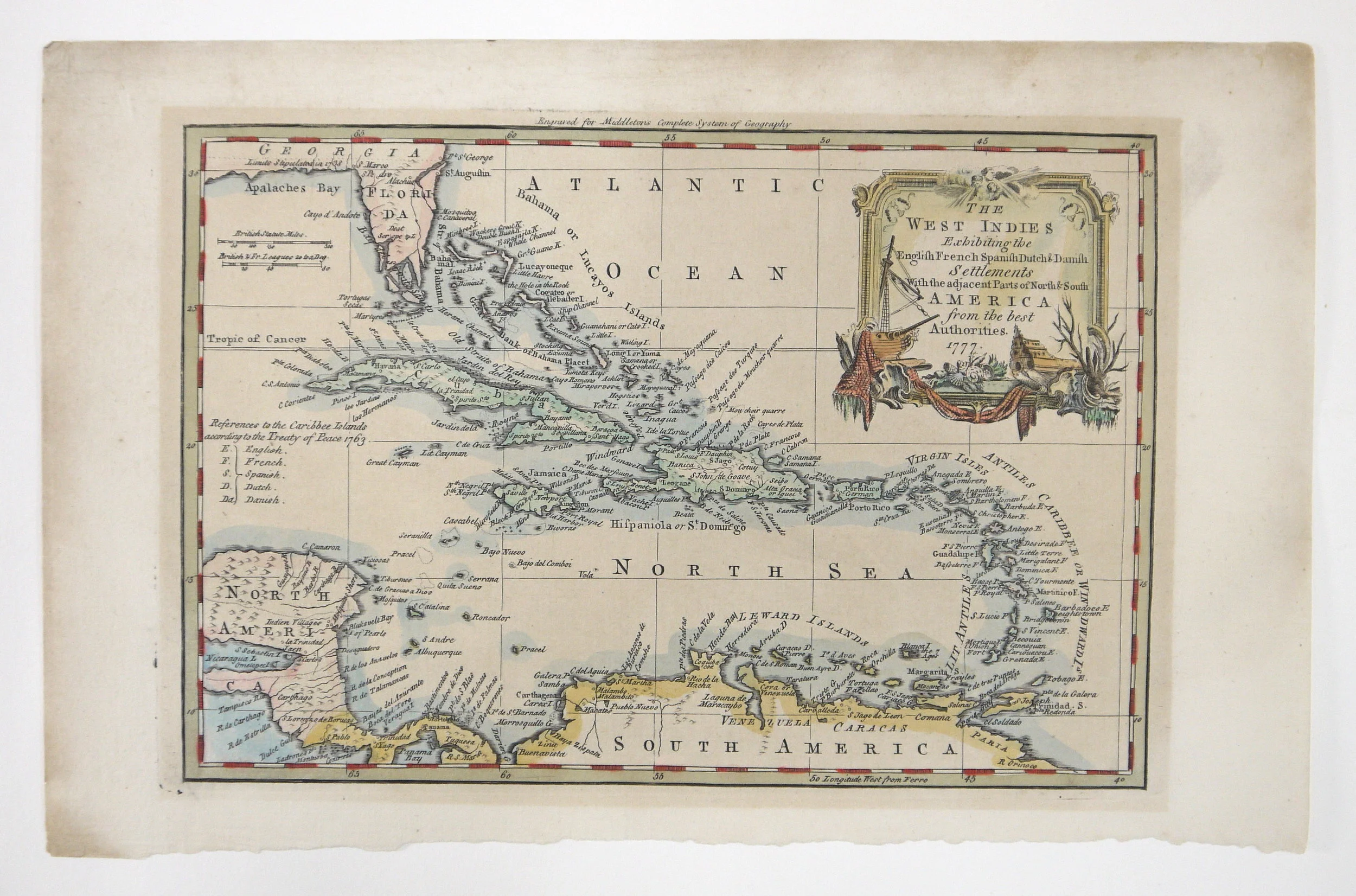 Map of the West Indies, 1777 - After Conservation Treatment