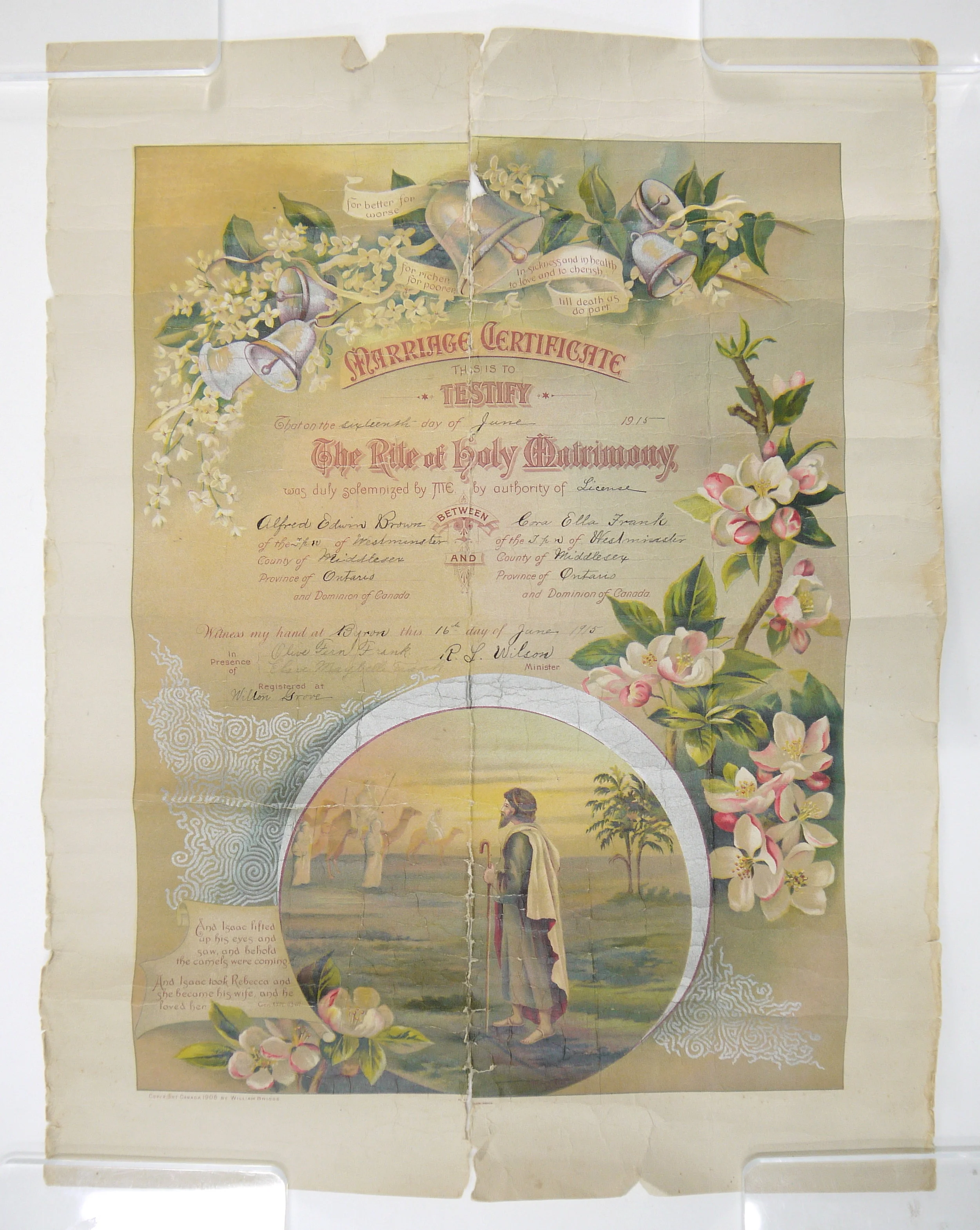 Marriage Certificate - Before Conservation Treatment