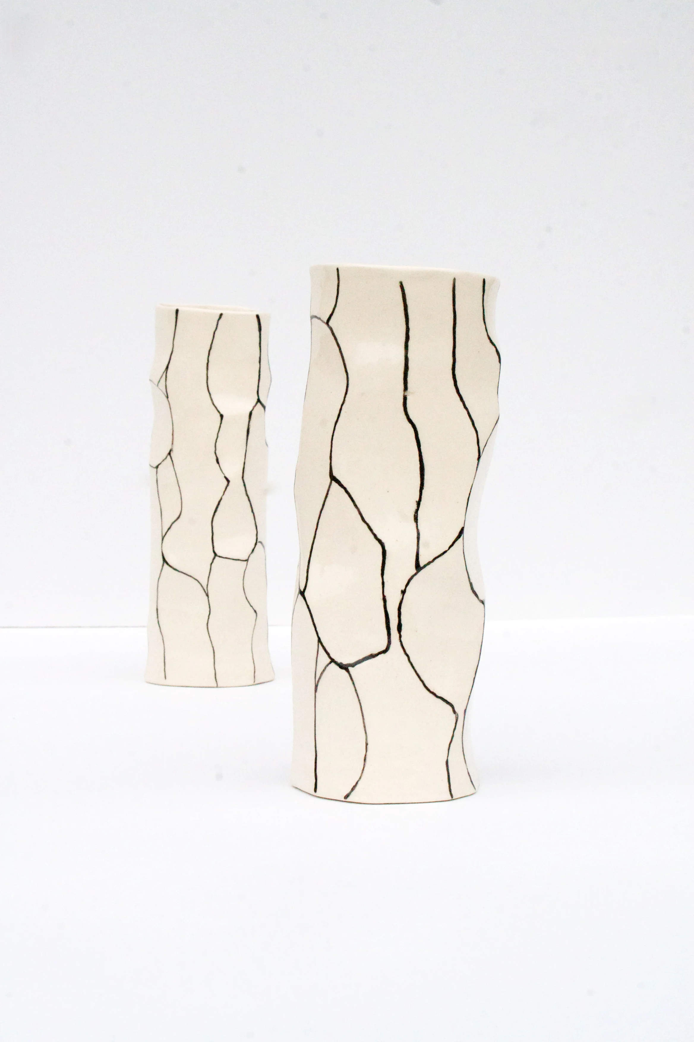 Faceted Black Lined Vase