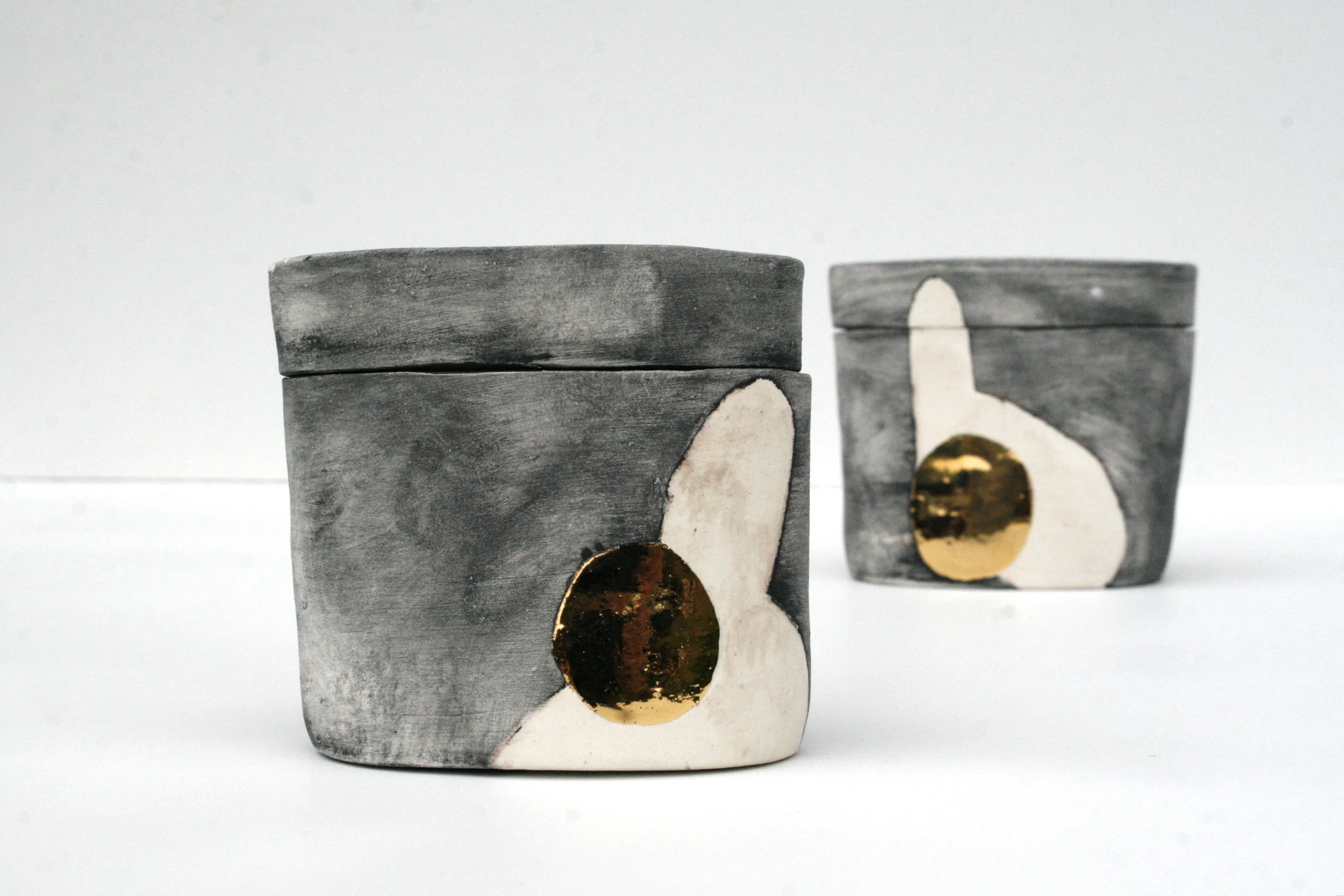 Gold & Black Lidded Jars