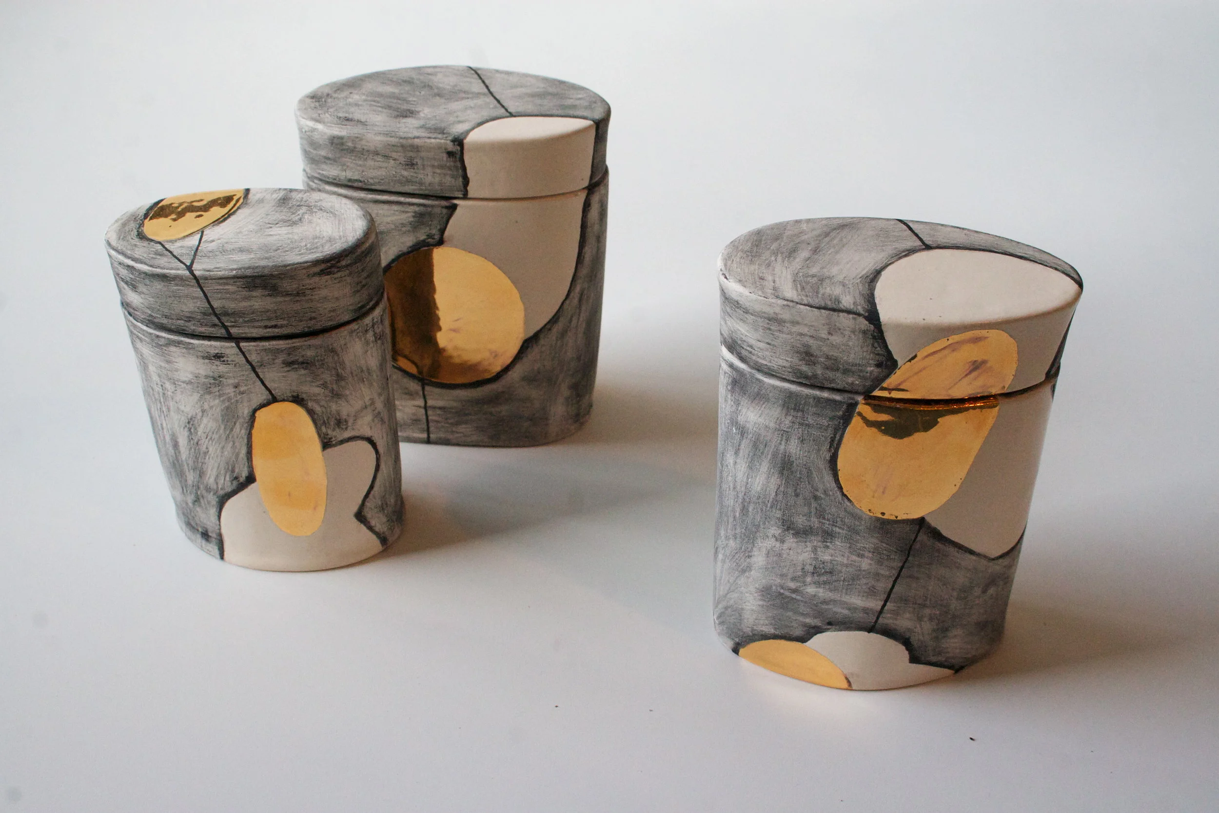 Gold Disc Lidded Jar