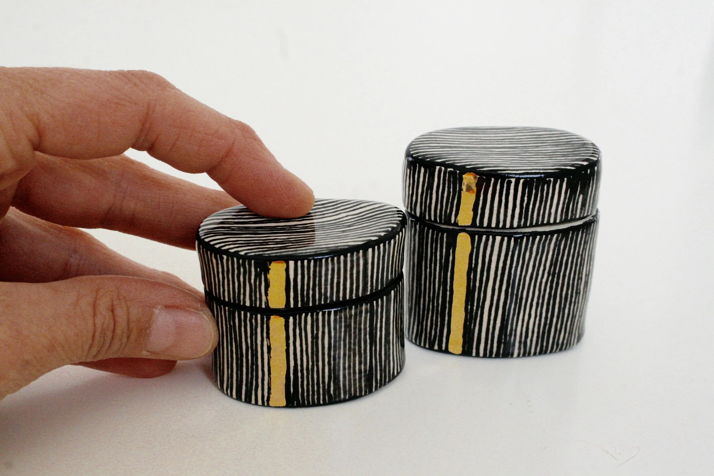 Tiny Lined Lidded Jar