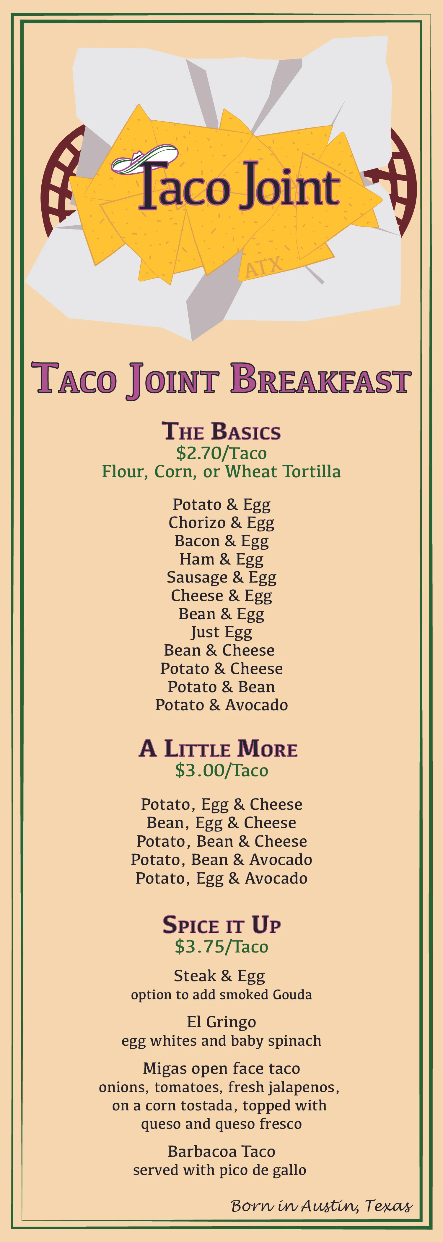 Taco Joint Menu