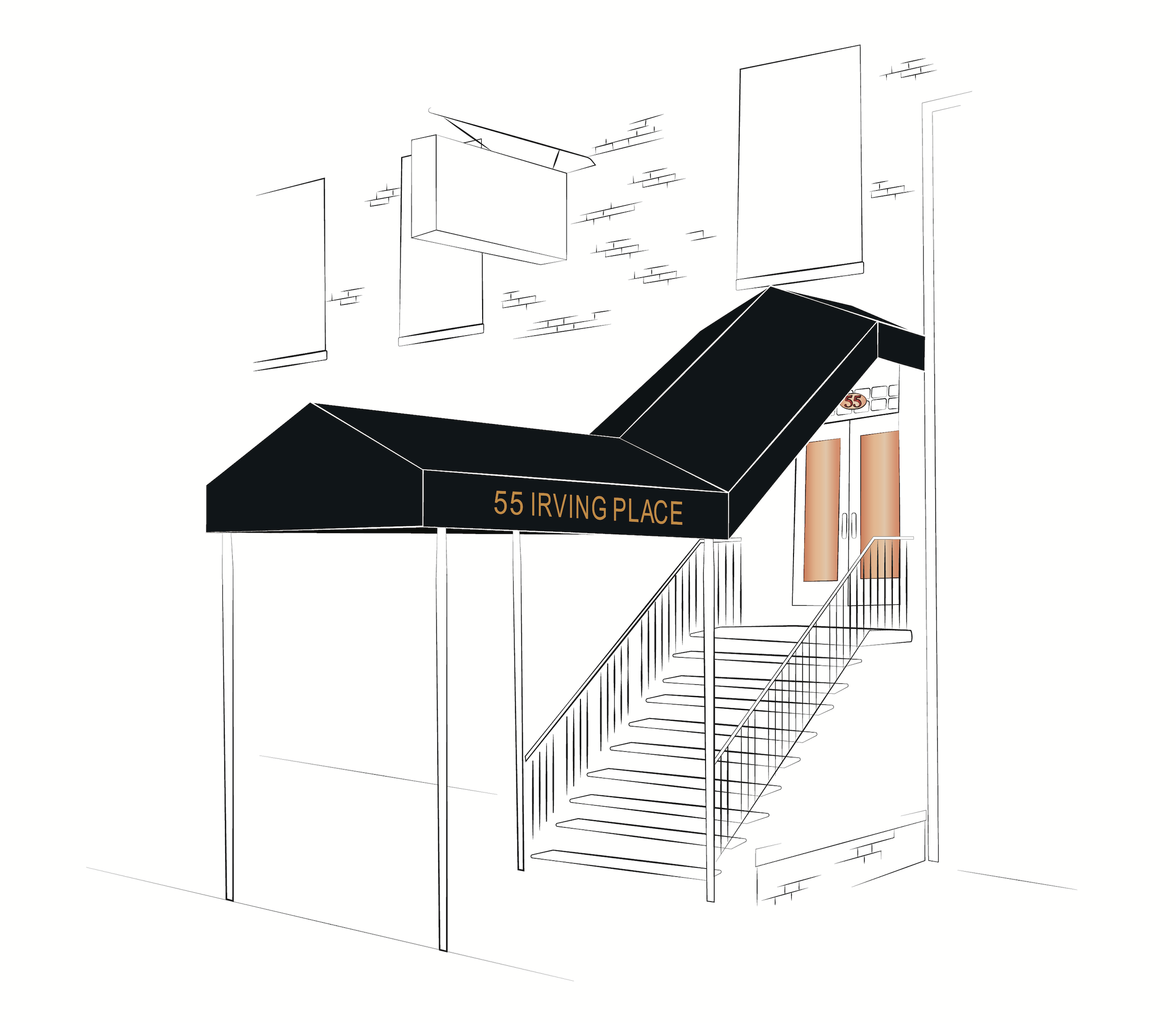 Restaurant Line Drawing - Dear Irving NYC  