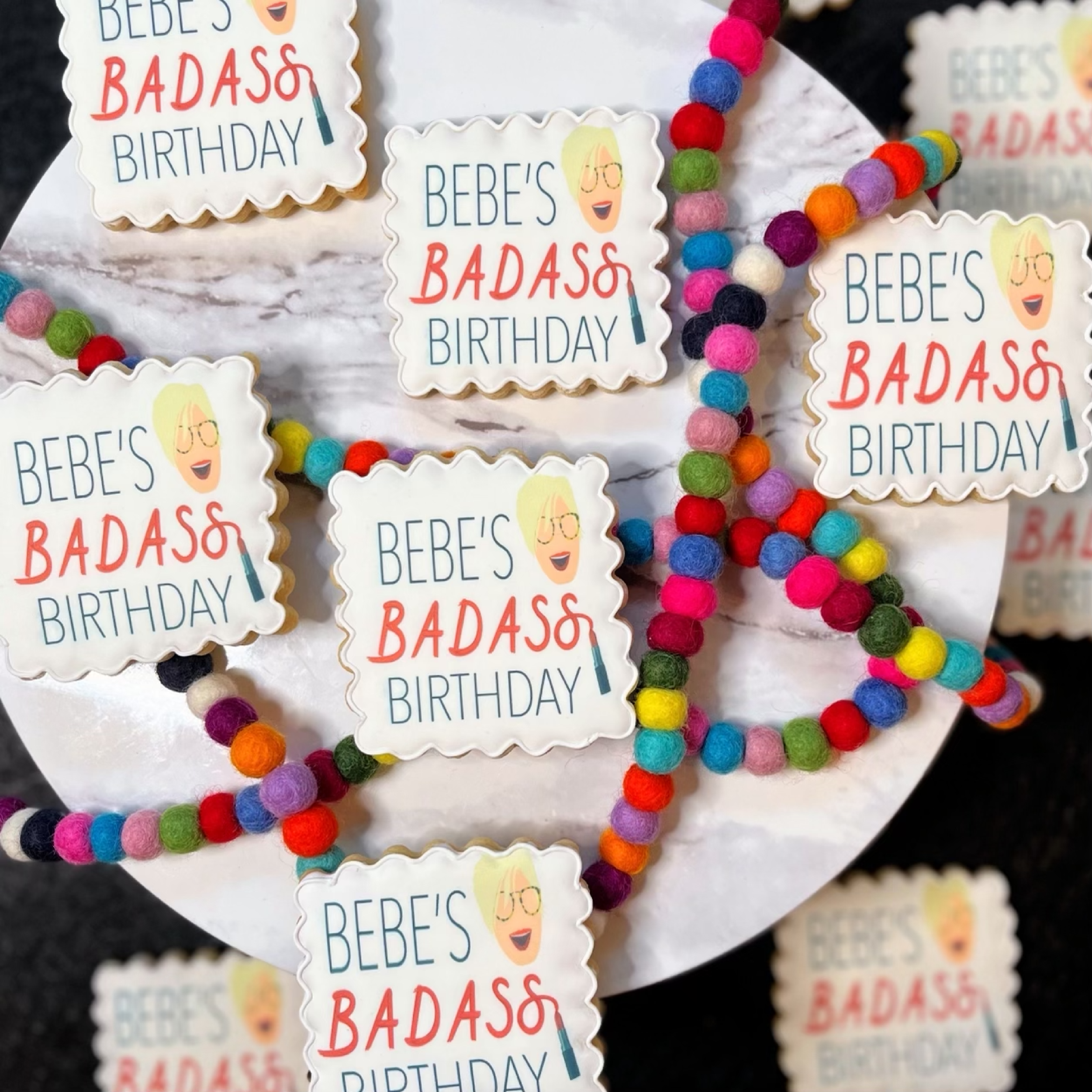 Bebe's Badass Birthday Cookies with Logo 