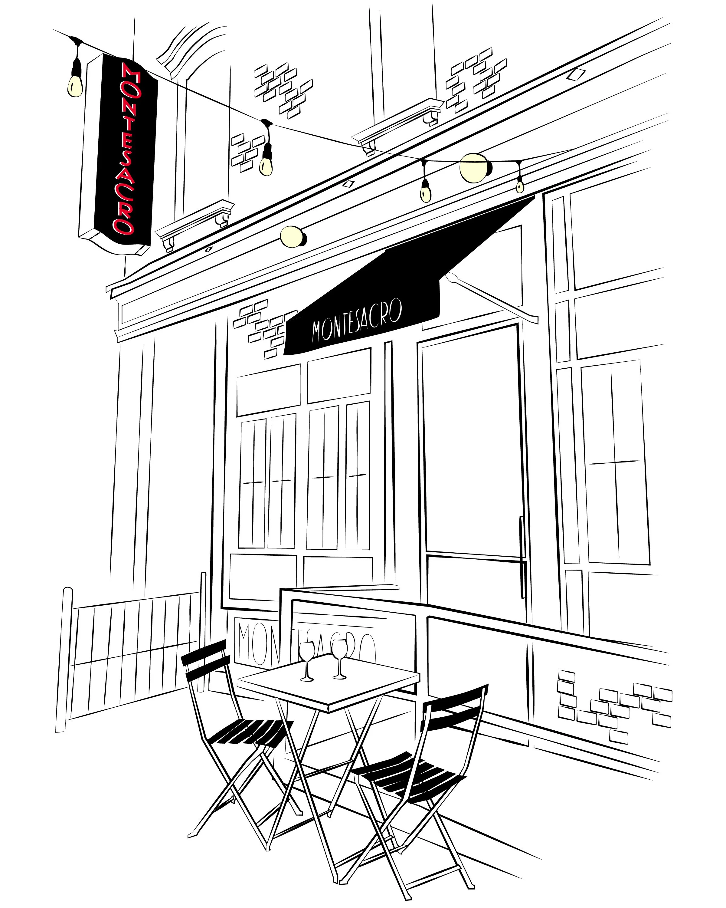 Restaurant Line Drawing - Montesacro 