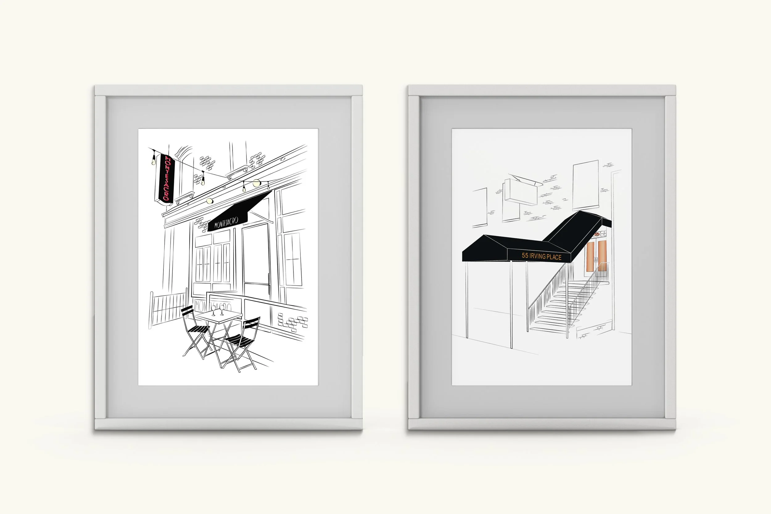 Restaurant Line Drawings