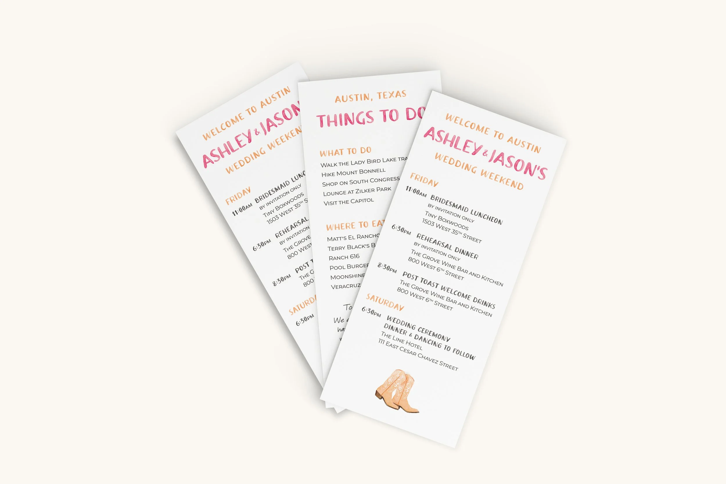 Wedding Weekend Itinerary