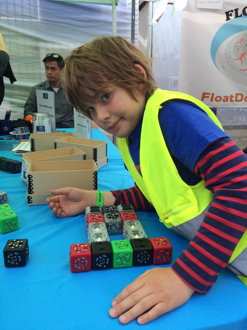Testing out the cubes at Living Computer Museum booth at the 2016 West Seattle Summer Festival. 