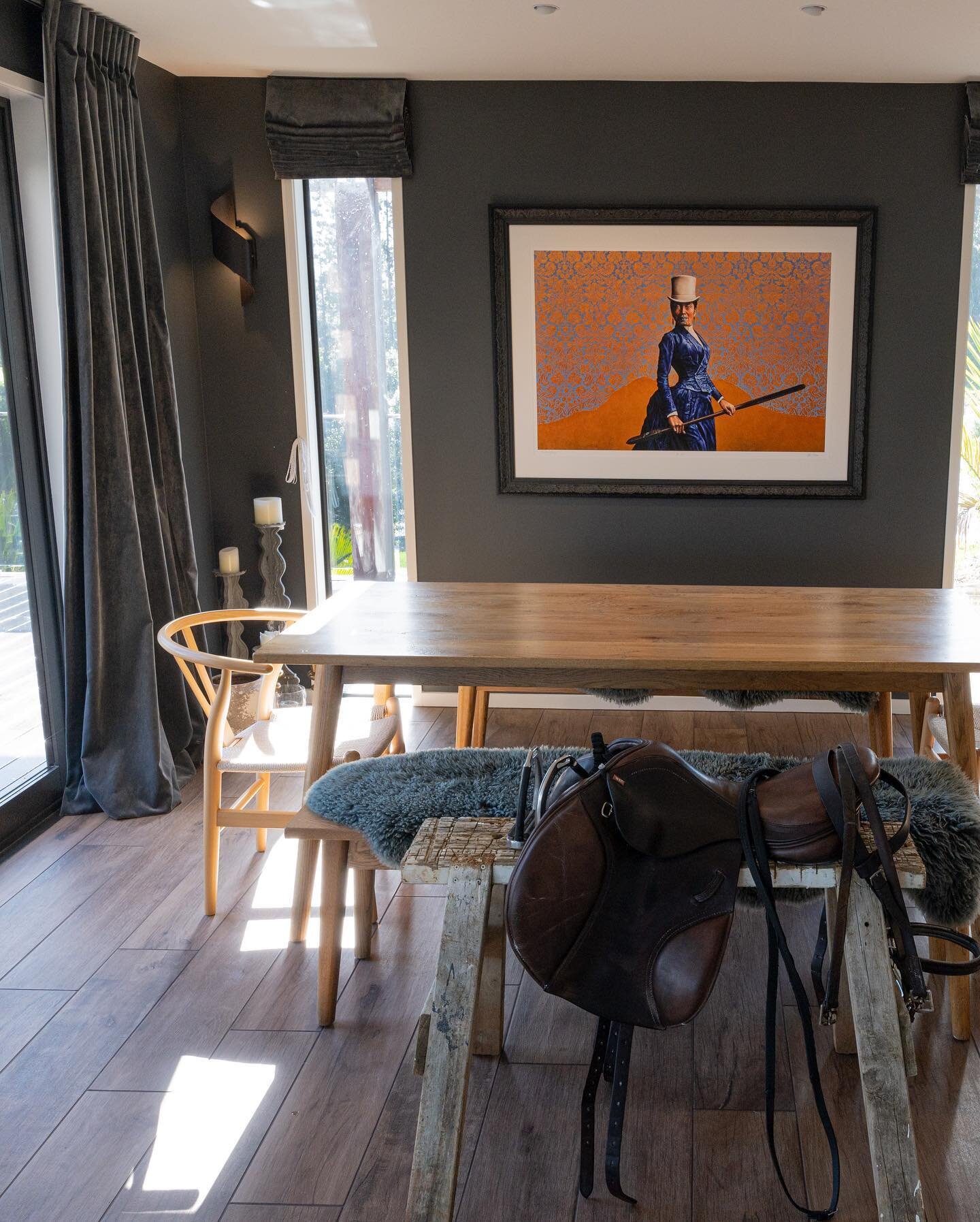 Curtains and window treatments are always the last on the list of installations with any interior design project. 😊

We recently installed these luxurious smoky/charcoal-colored velvets toning in with the dark &frac12; Smokescreen Aalto paint colour