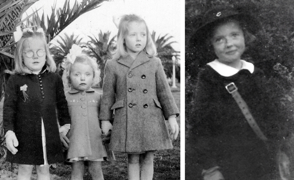 Left: Robina, Julie and Jan Right: Jan dressed up for first day at school