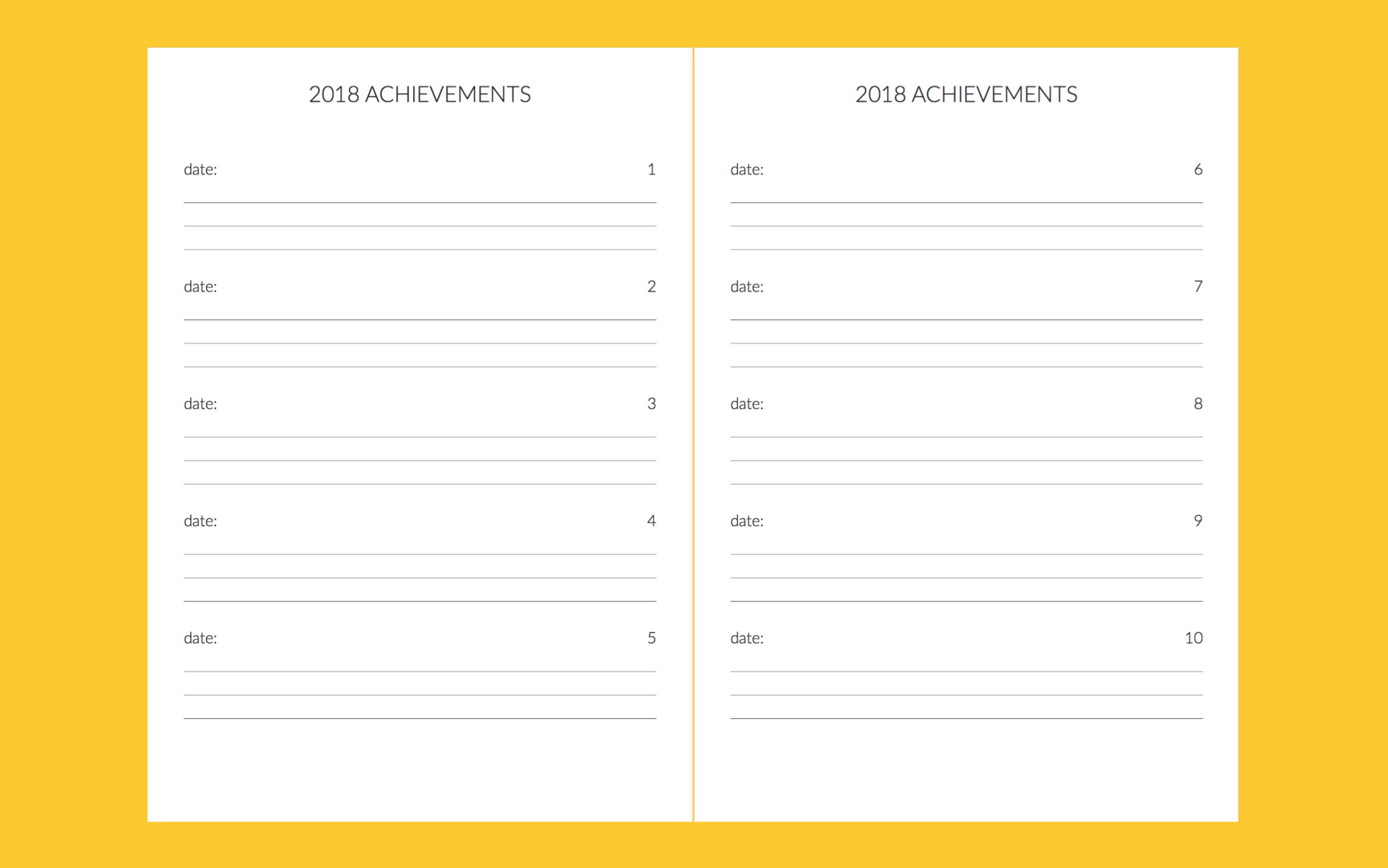 This is for you to celebrate the big and small things that happened over the course of the year. It becomes more real when it's recorded. Also, when you're feeling bummed out, this page is a good one to go to (: