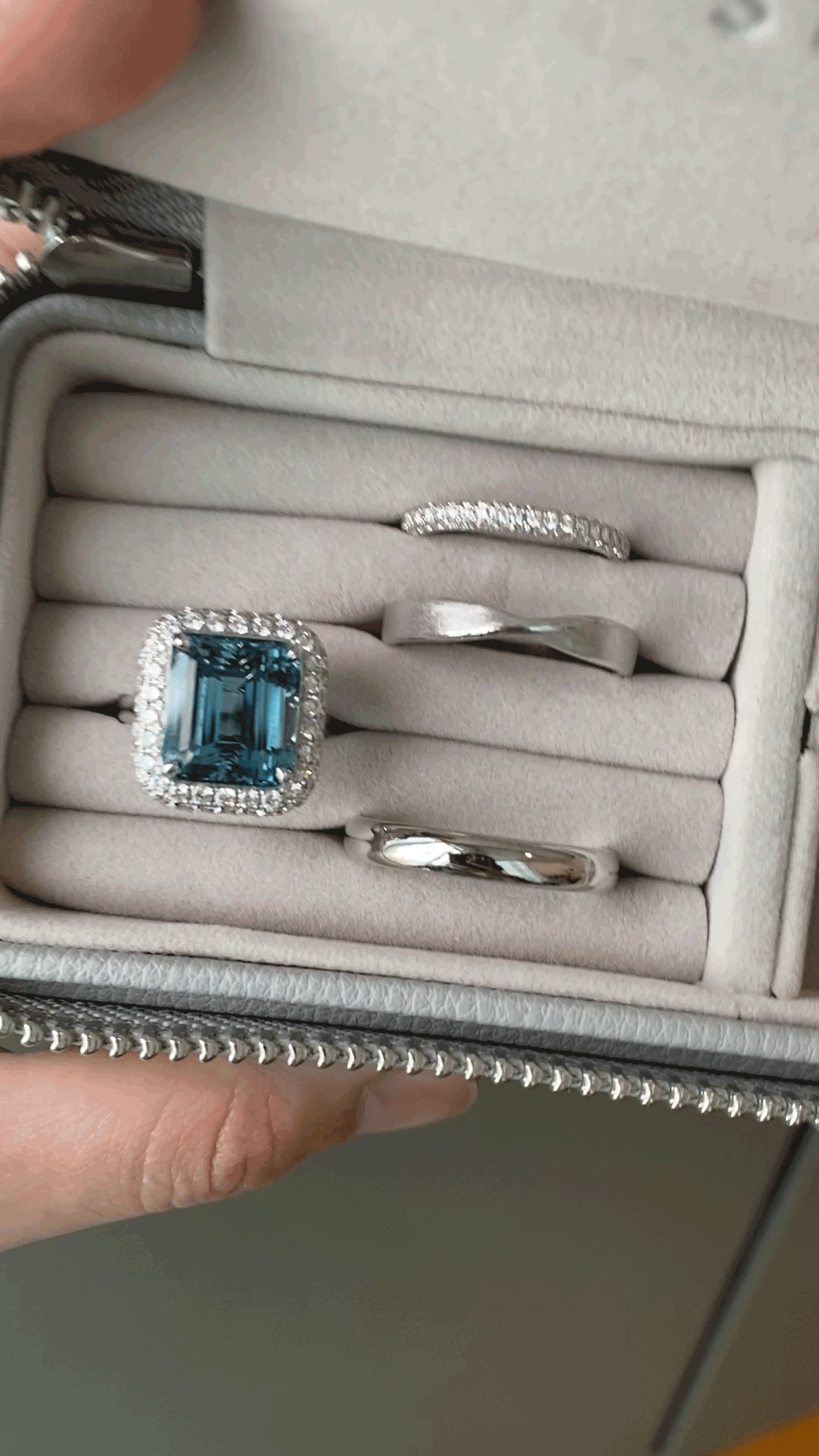 aquamarine diamond white gold wedding set.gif