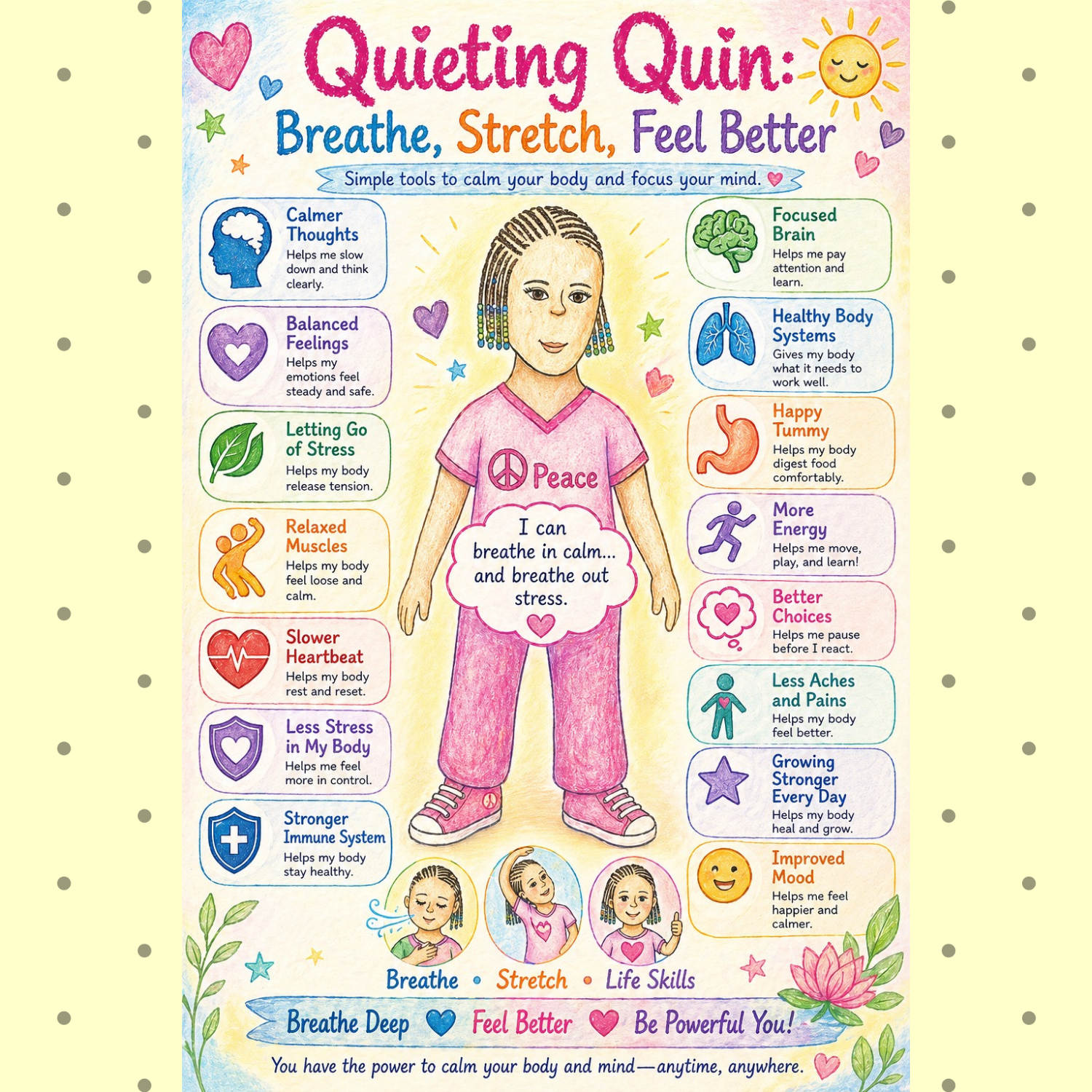 Lesson Q: Meet Quieting Quin 💛 Breathe, Stretch, Feel Better